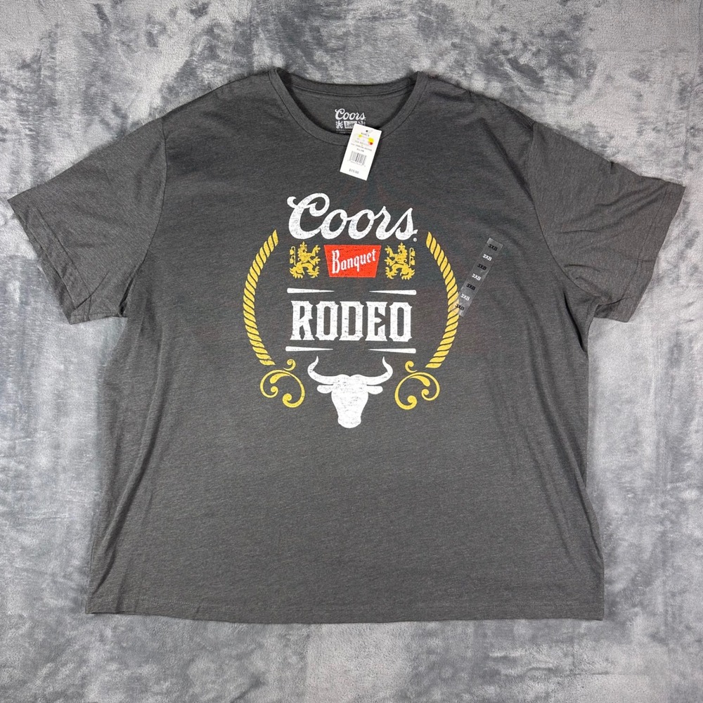 Coors Banquet Rodeo Graphic T-Shirt Mens 3XB Charcoal Grey Beer Logo New